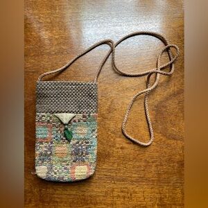L. O'Neill Designs  Boho Woven Tapestry Purse w/ dangling stone accent
